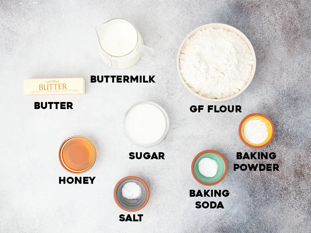 Labeled ingredients for this scones recipe. 
