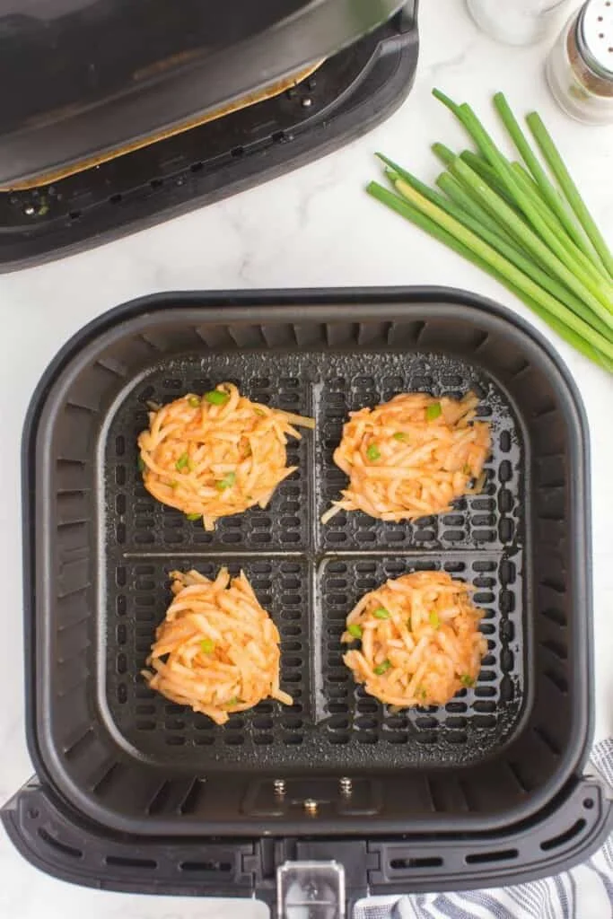 latkes in air fryer basket