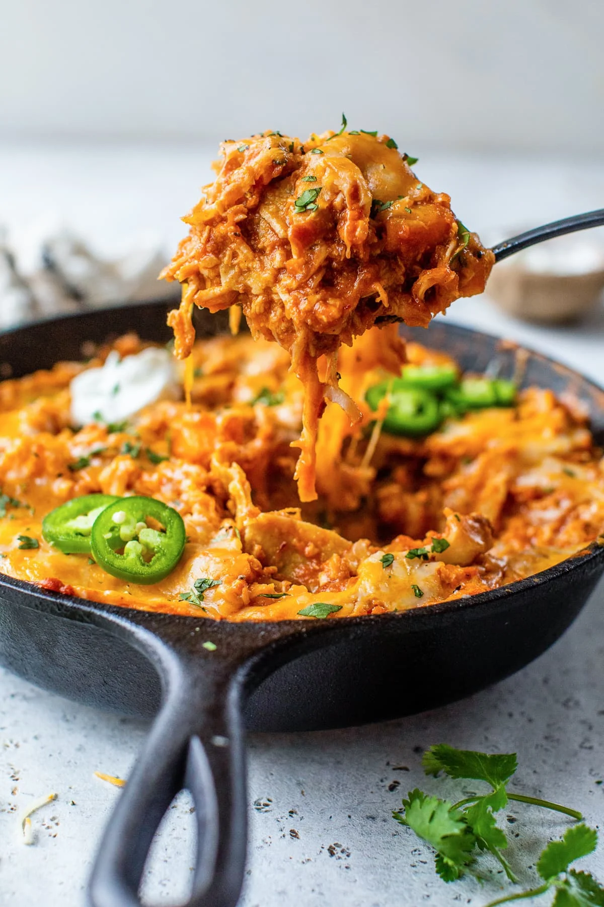 Leftover Turkey Enchiladas Skillet