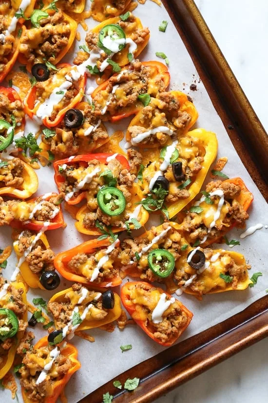 Mini Bell Pepper Loaded Turkey “Nachos”