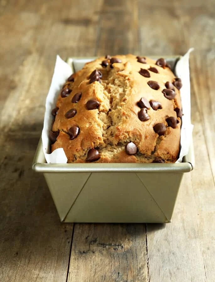 Low in sugar and with no added butter or oil, this gluten free peanut butter bread is still moist, tender, and full of peanut flavor.