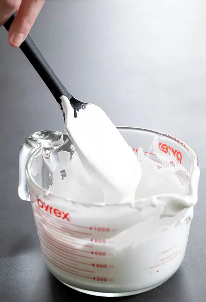 Marshmallow topping on a spatula