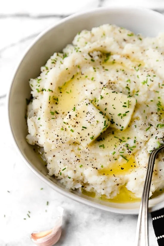 Mashed Cauliflower is essentially a creamy cauliflower puree that makes a delicious low-carb or keto alternative to mashed potatoes.