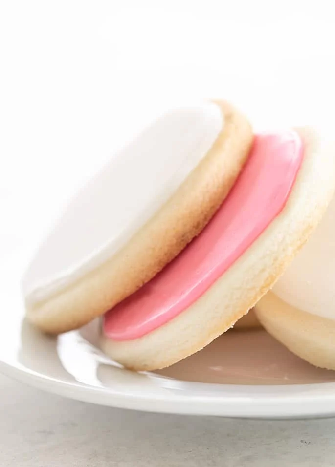 Meltaway cutout cookies on a plate closeup image