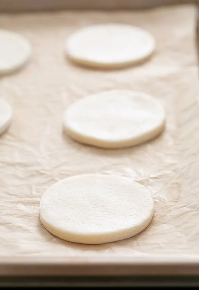 Meltaway cutout cookies raw on tray