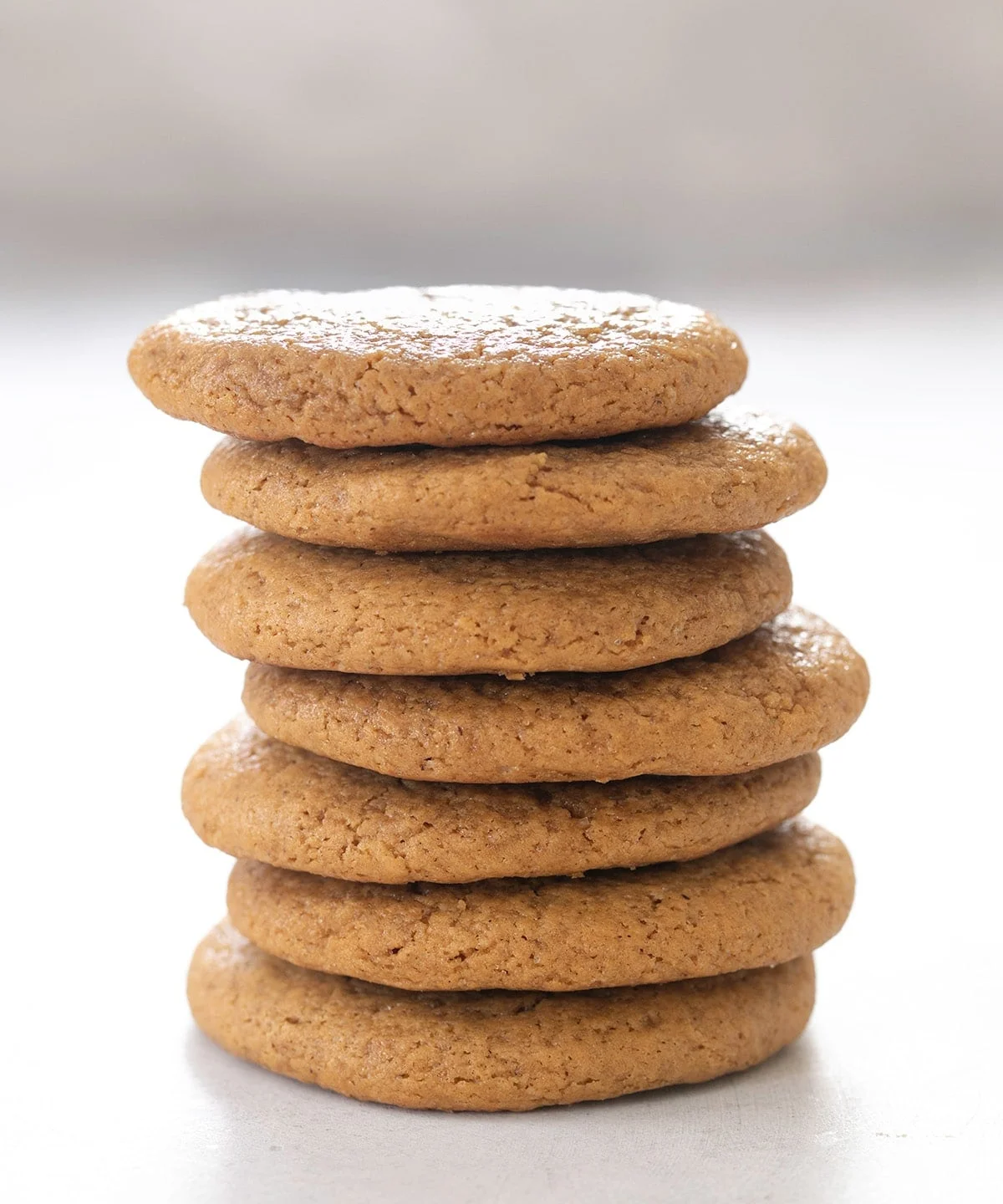 Molasses cookies in a tall stack