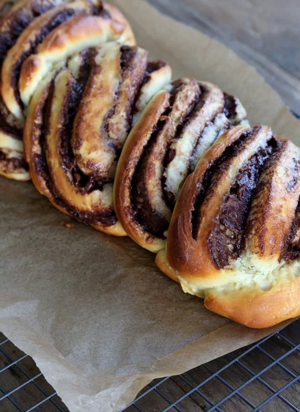 Nutella bread loaf on brown surface 