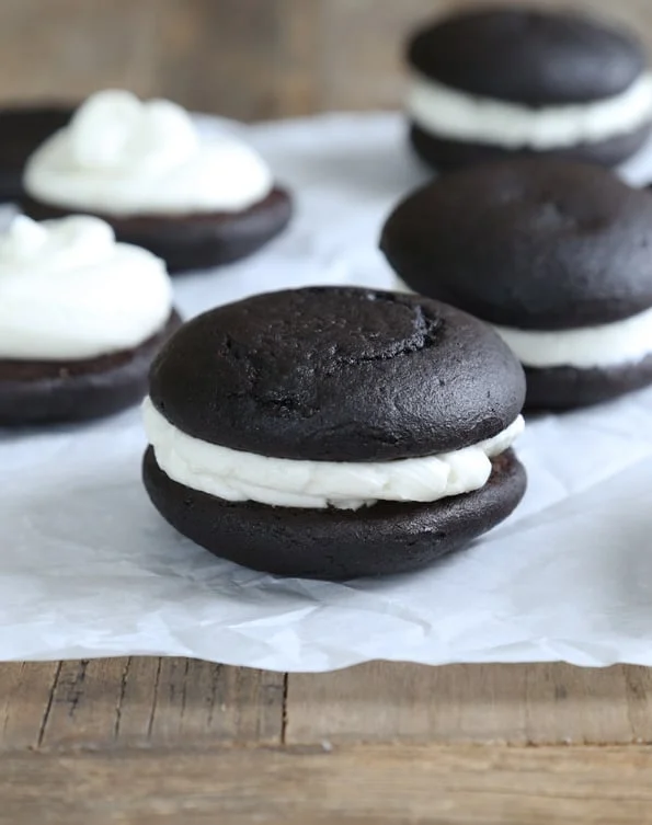 Oreo Cakesters on white surface.