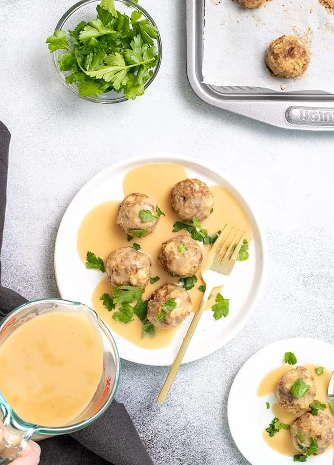 Gluten Free Swedish Meatballs | Rich, savory sauce