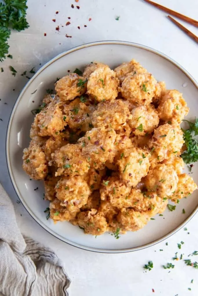 overhead shot of bang bang shrimp