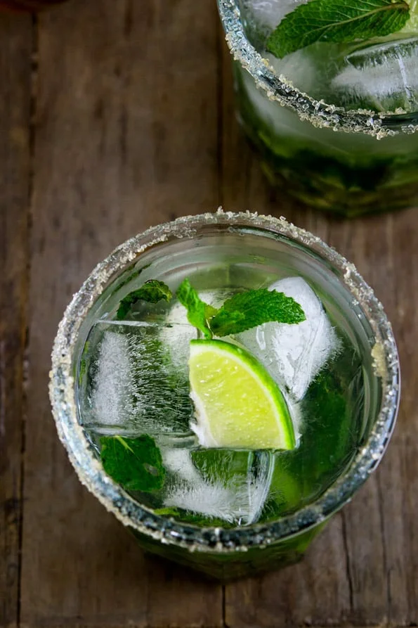 Overhead view of a mojito