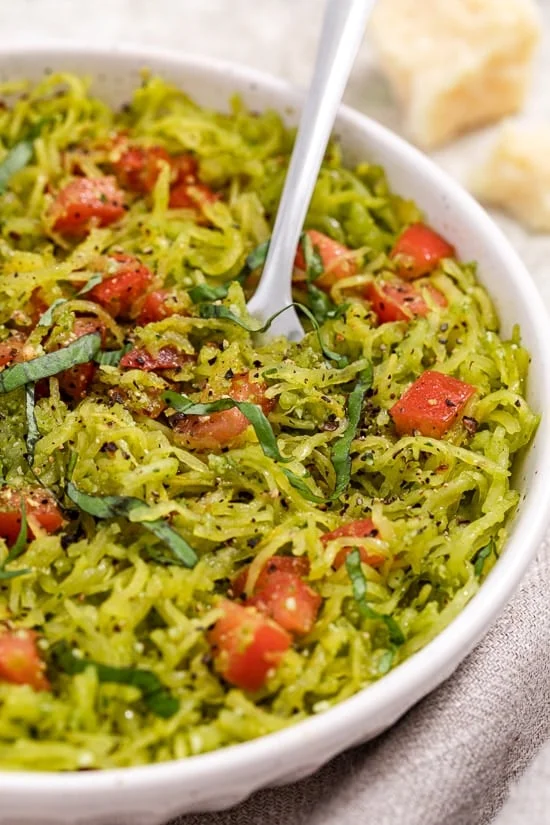 Pesto Spaghetti Squash with Tomatoes