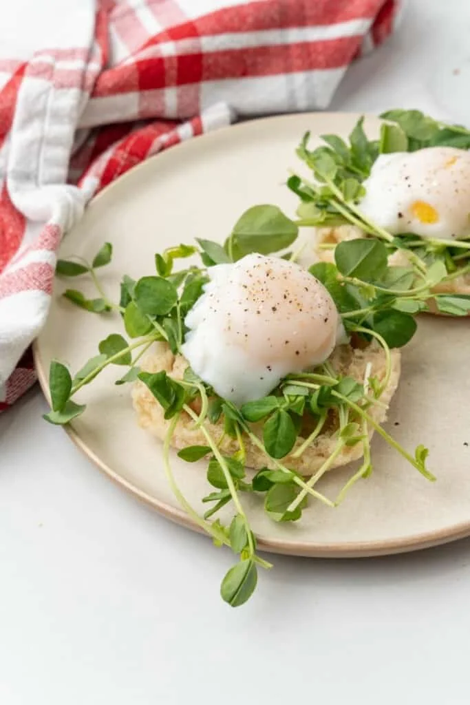 Poached egg on an english muffin.
