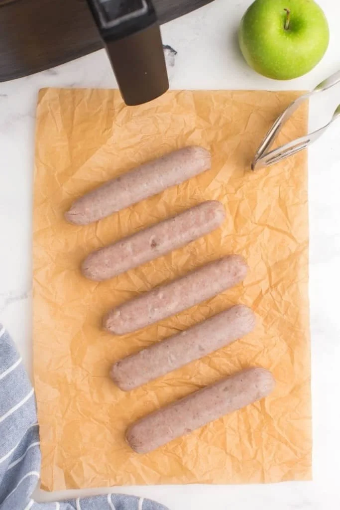 prepared ingredients for air fryer chicken sausage
