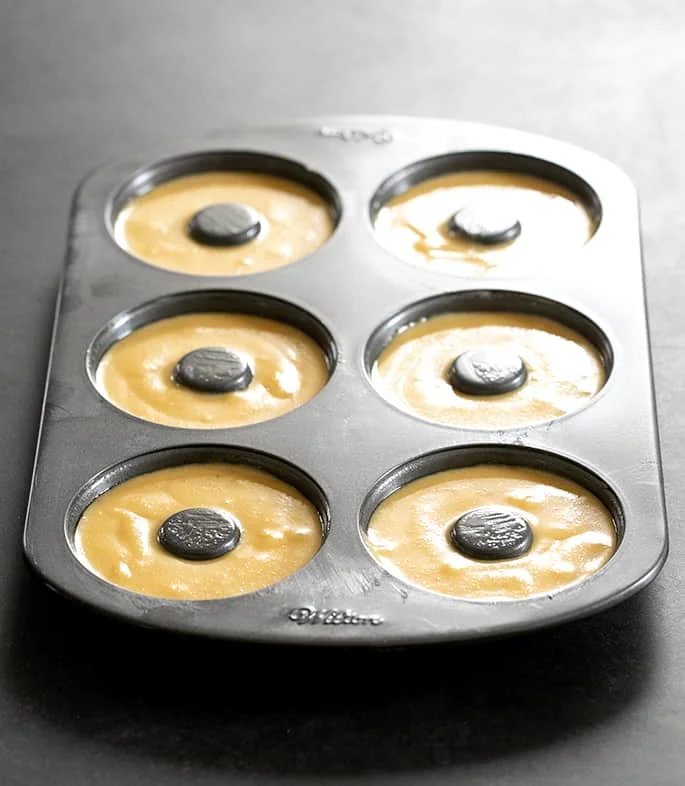 Raw Paleo donut batter in a muffin tin