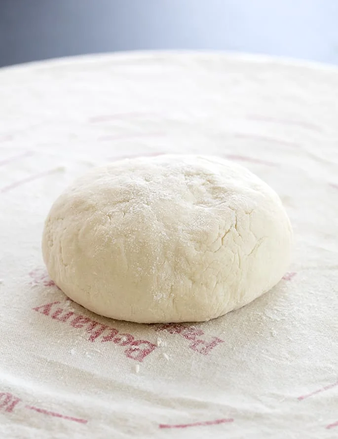 Raw pretzel dough ball