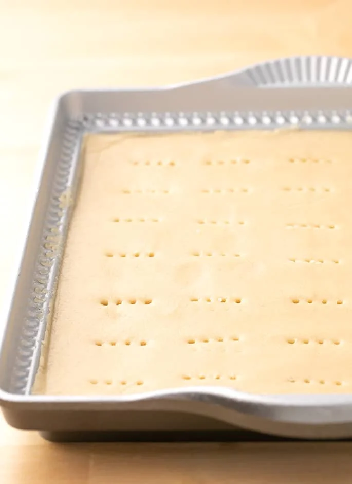 Raw shortbread in pan