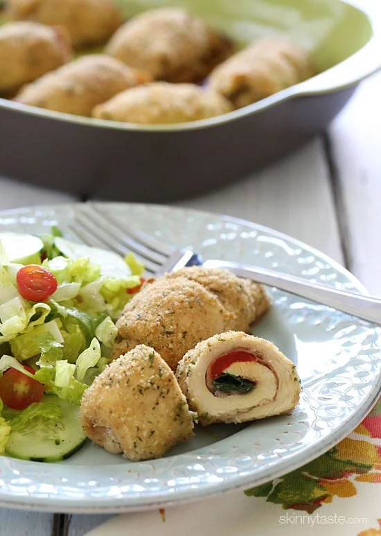 Roasted Red Pepper and Prosciutto Stuffed Chicken Breast – baked, not fried and they are easy to make!