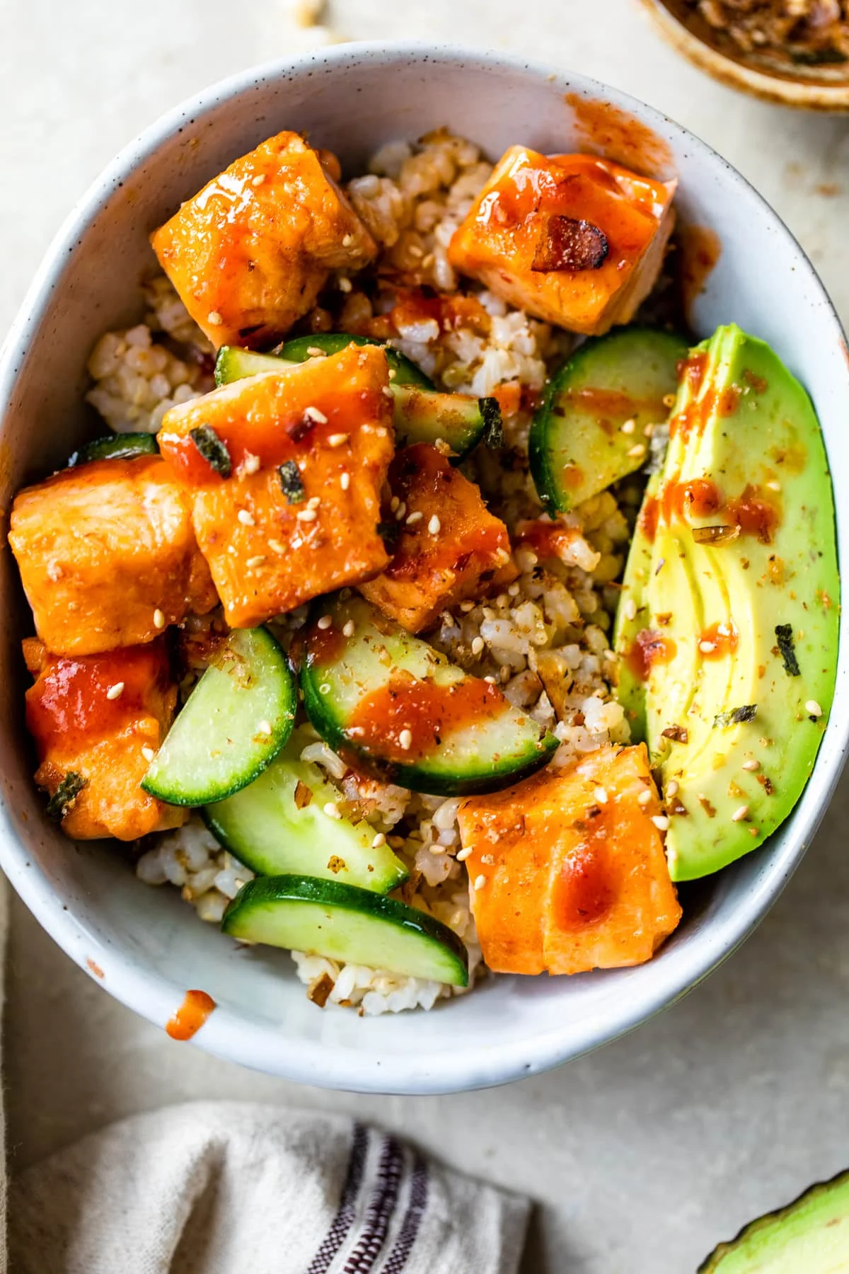 Honey Sriracha Roasted Salmon Rice Bowls (GF, DF)