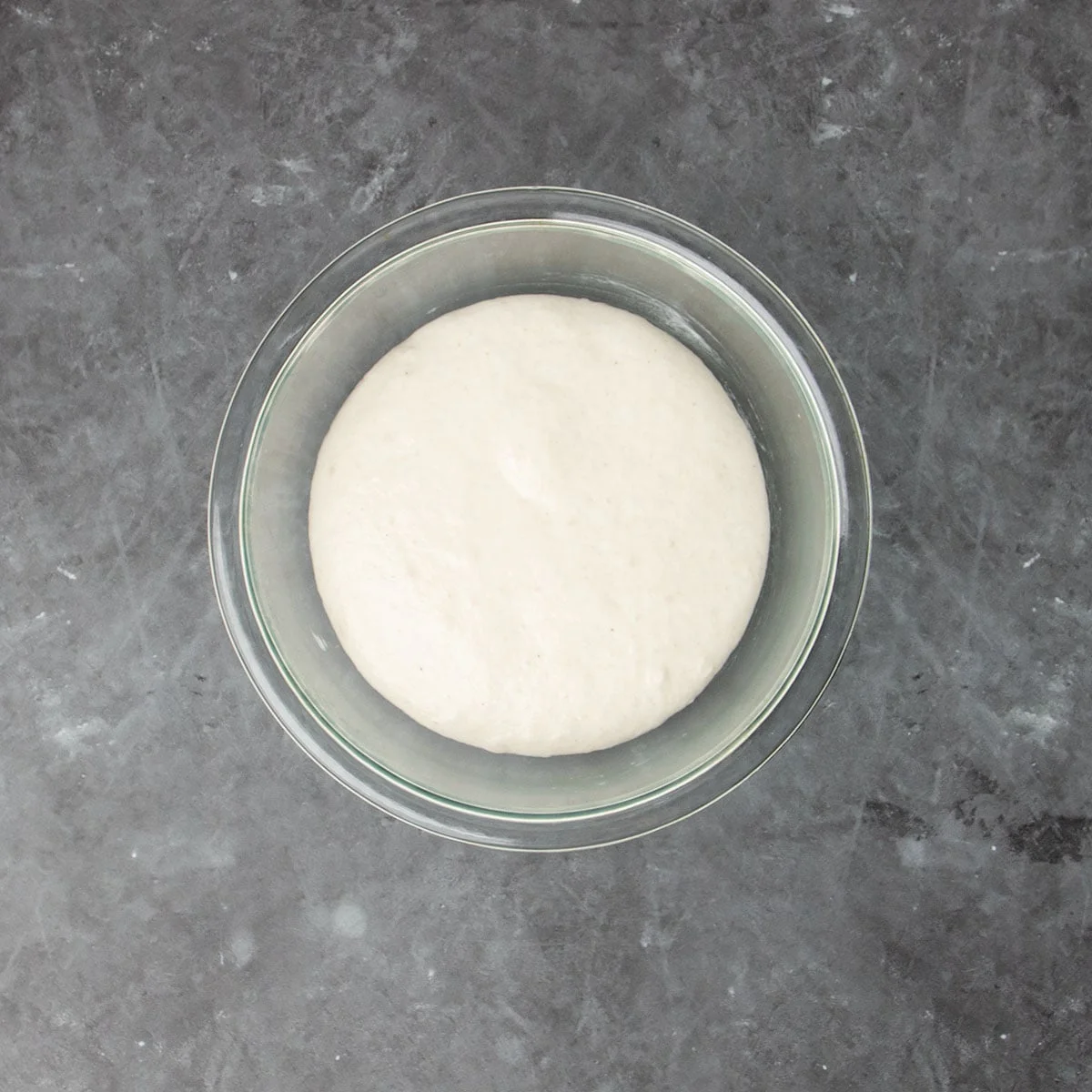 same bowl with larger risen starter
