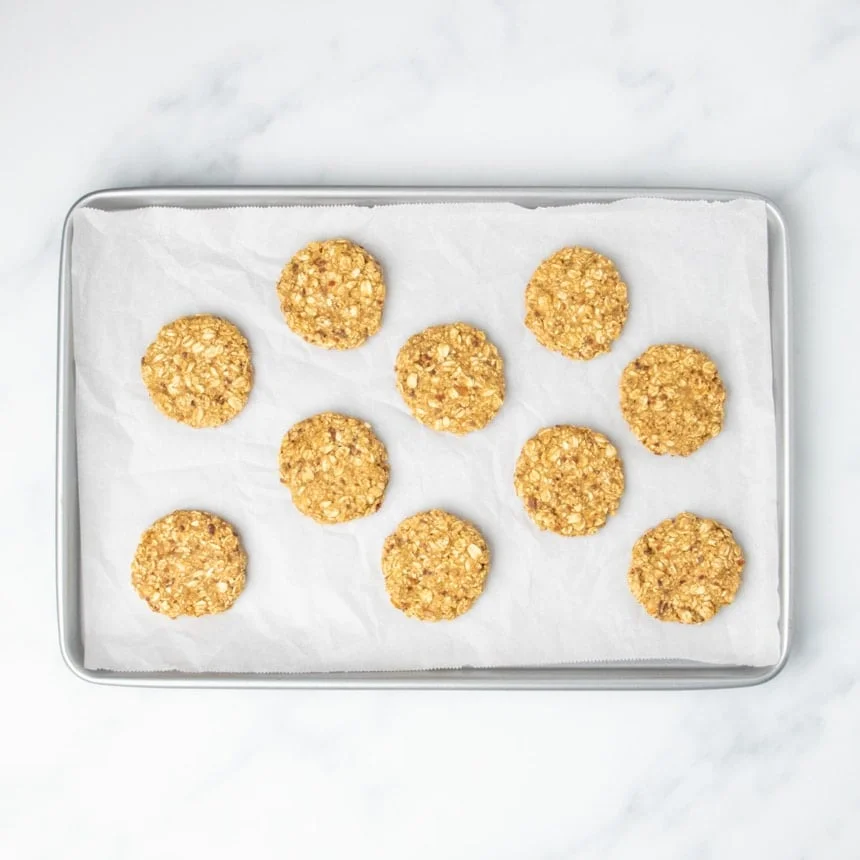 same cookies, now baked on same tray, slightly darker brown on top