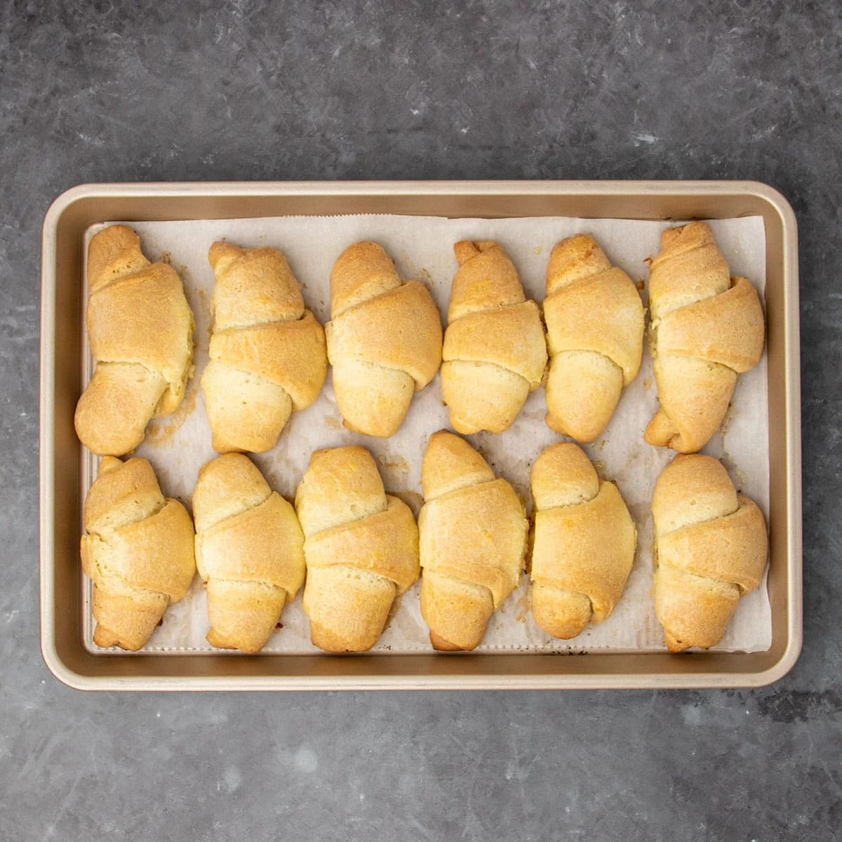 same crescent rolls now browned and fully baked