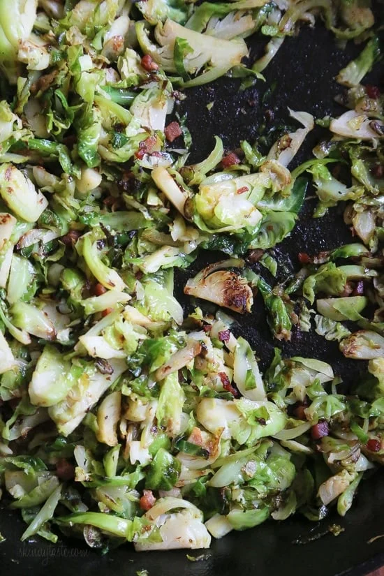 Sautéed Brussels Sprouts with Pancetta is the best Brussel sprout recipe! Lightly pan fried until crisp and slightly browned on the edges, it's my favorite way to cook and eat them!