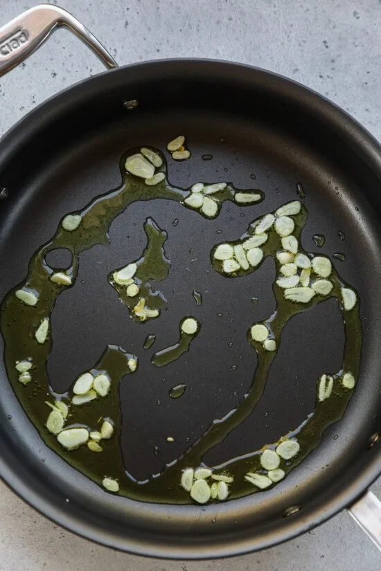 saute garlic in a skillet