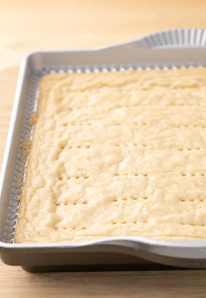 Shortbread baked in pan