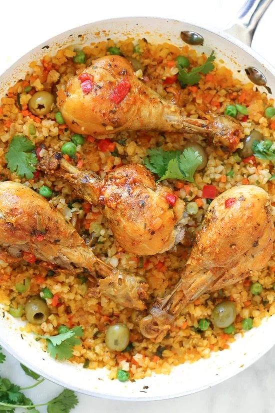 Skillet Cauliflower “Arroz” Con Pollo
