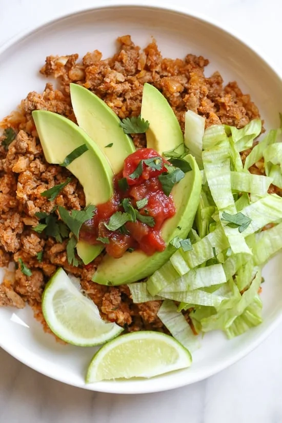 Skillet Ground Turkey Taco Cauliflower Rice