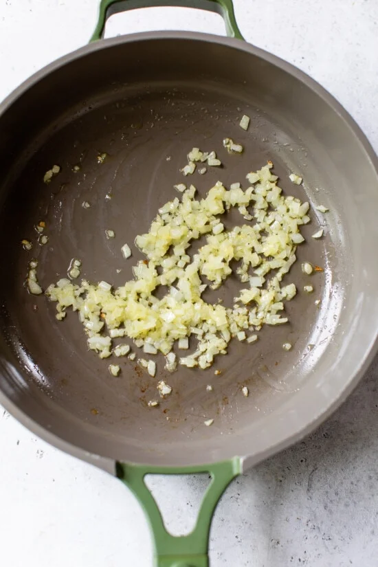 skillet with sauteed onion