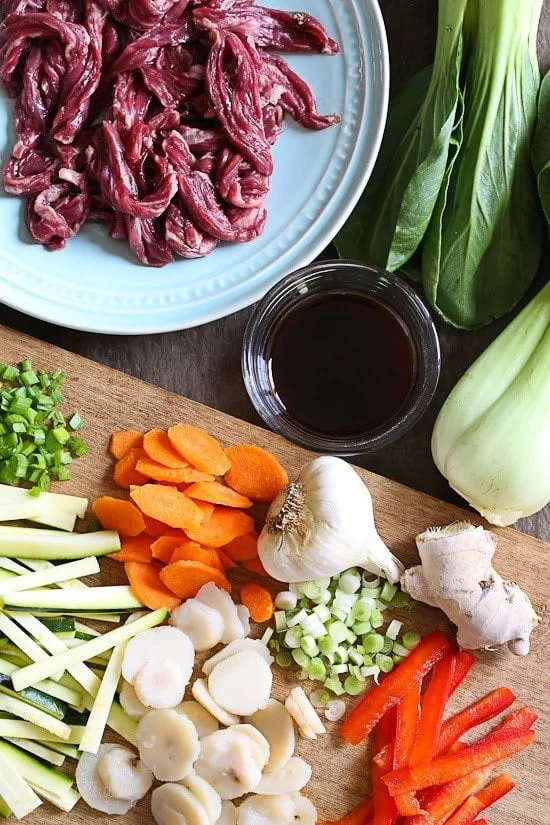 Skirt Steak, Baby Bok Choy and Zucchini Stir-Fry – a quick, low-carb one-pot dinner!
