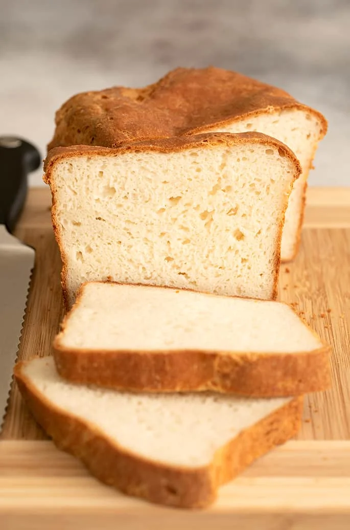 Slice of English muffin bread facing forward.
