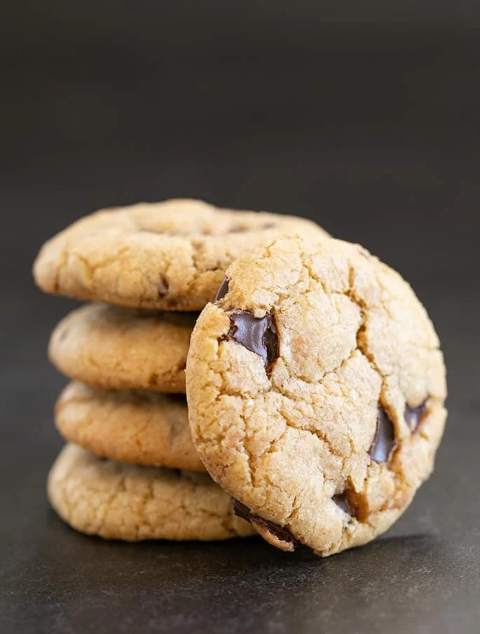 Small stack of Mrs. Fields cookies with one facing forward