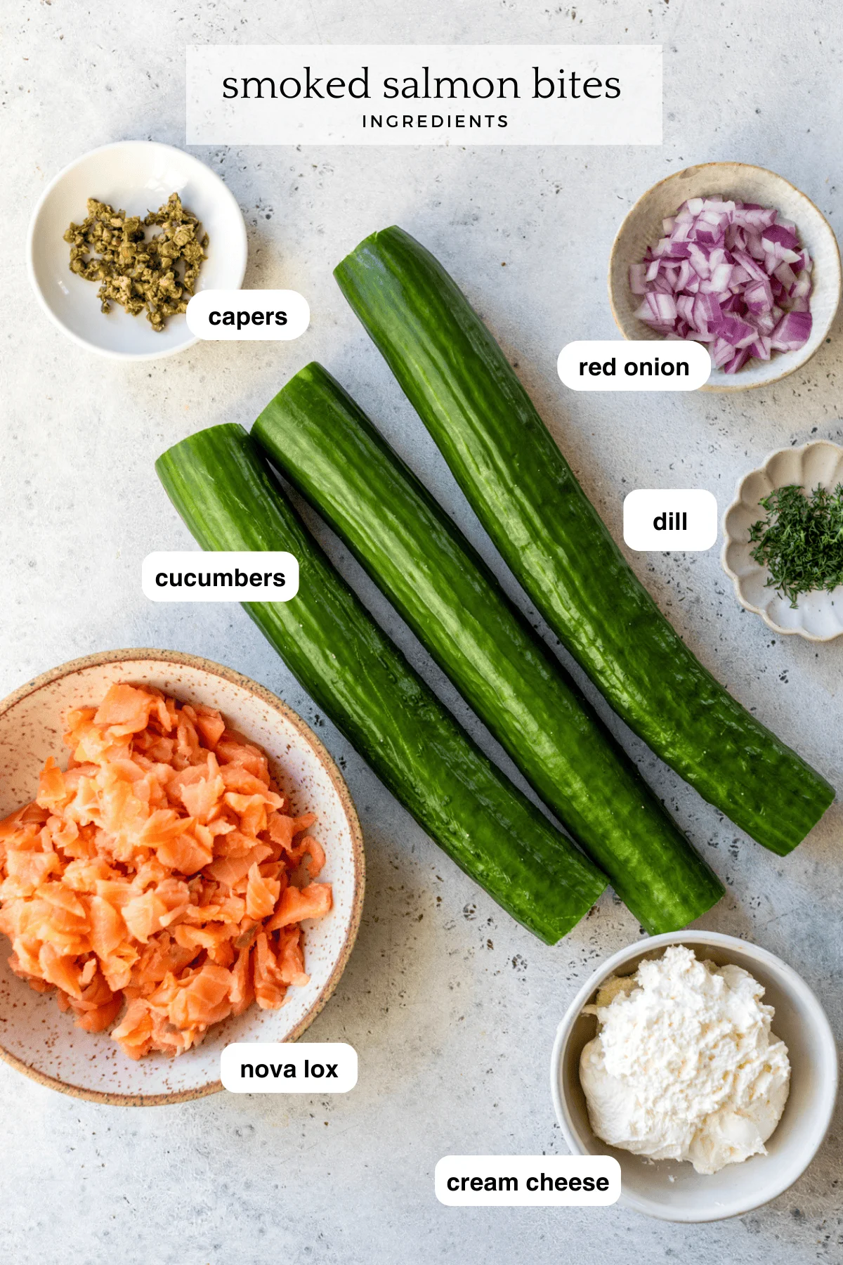 Smoked Salmon Cucumber Bites ingredients