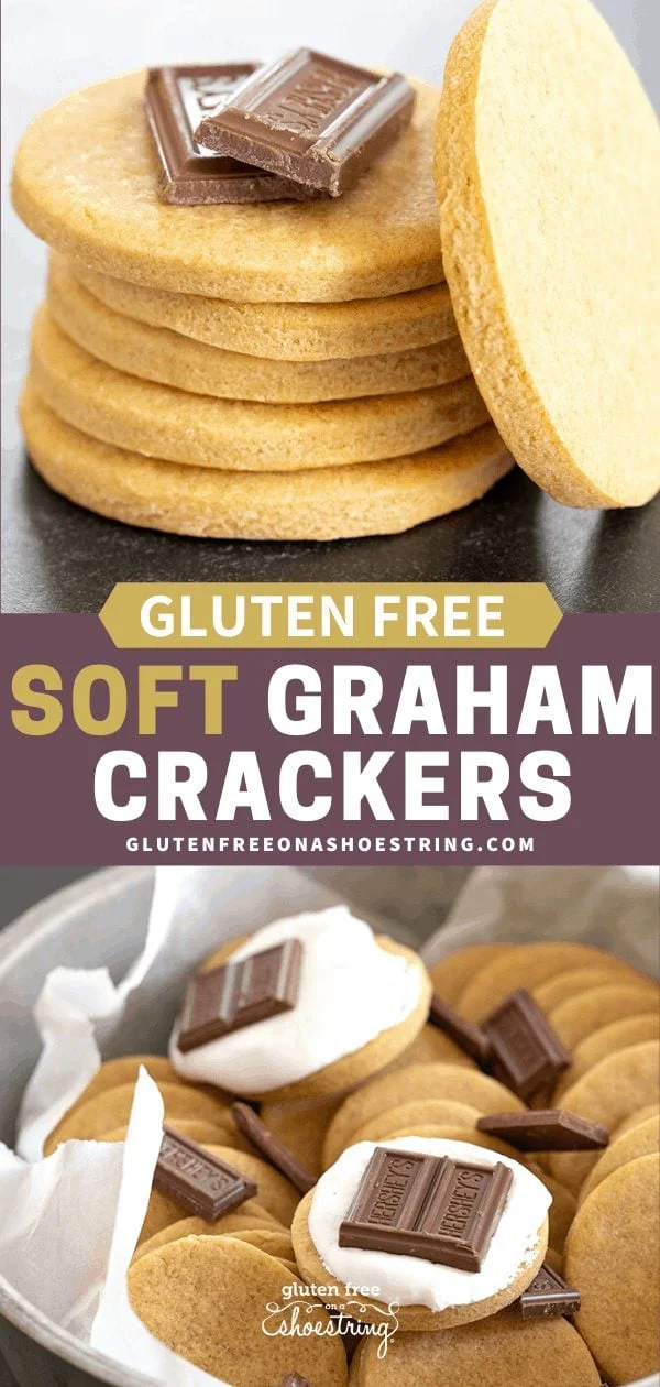 Soft graham crackers in a stack and in a tin with chocolate