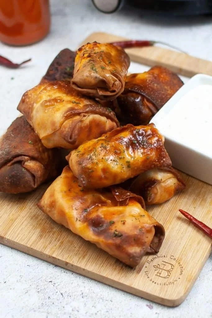 Buffalo Chicken Egg Rolls in the Air Fryer