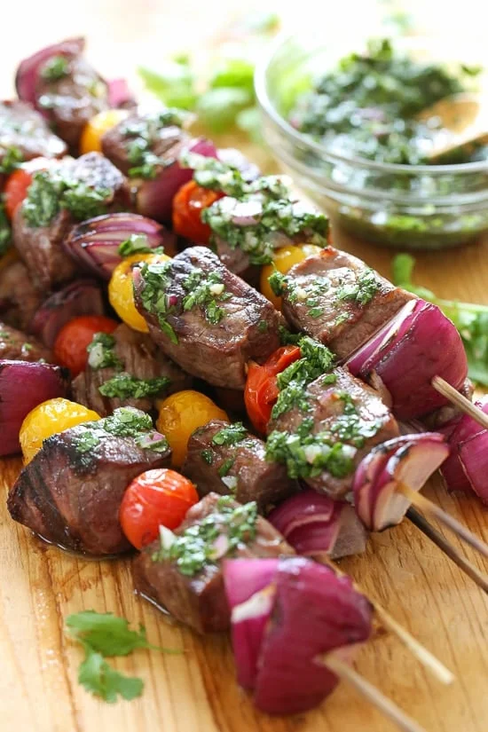 Steak Kebabs with Chimichurri
