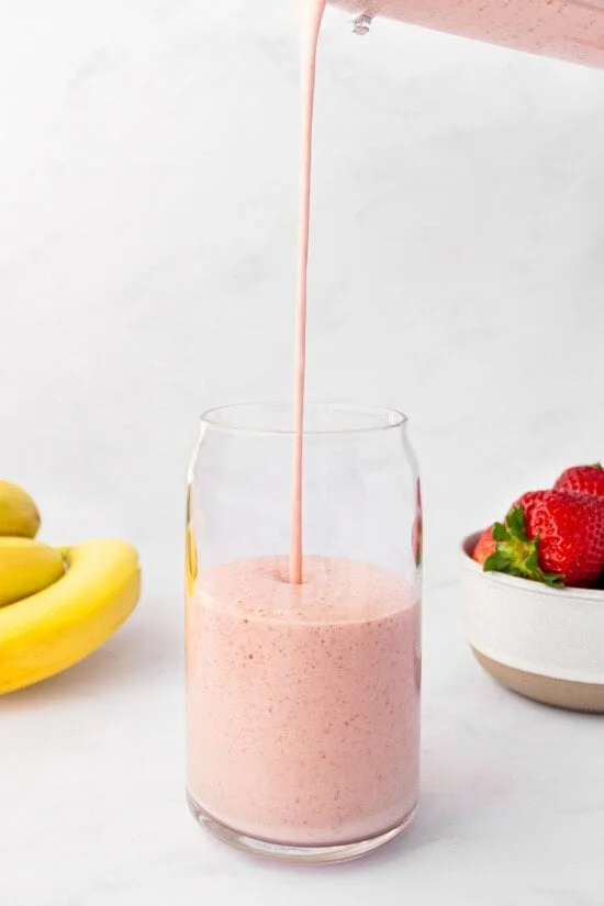 Strawberry Banana Smoothie in a glass