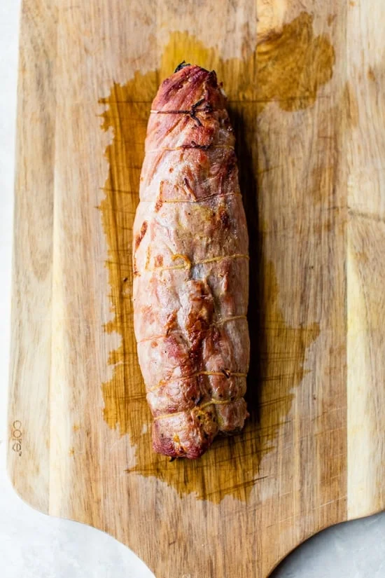 stuffed pork tenderloin out of the oven