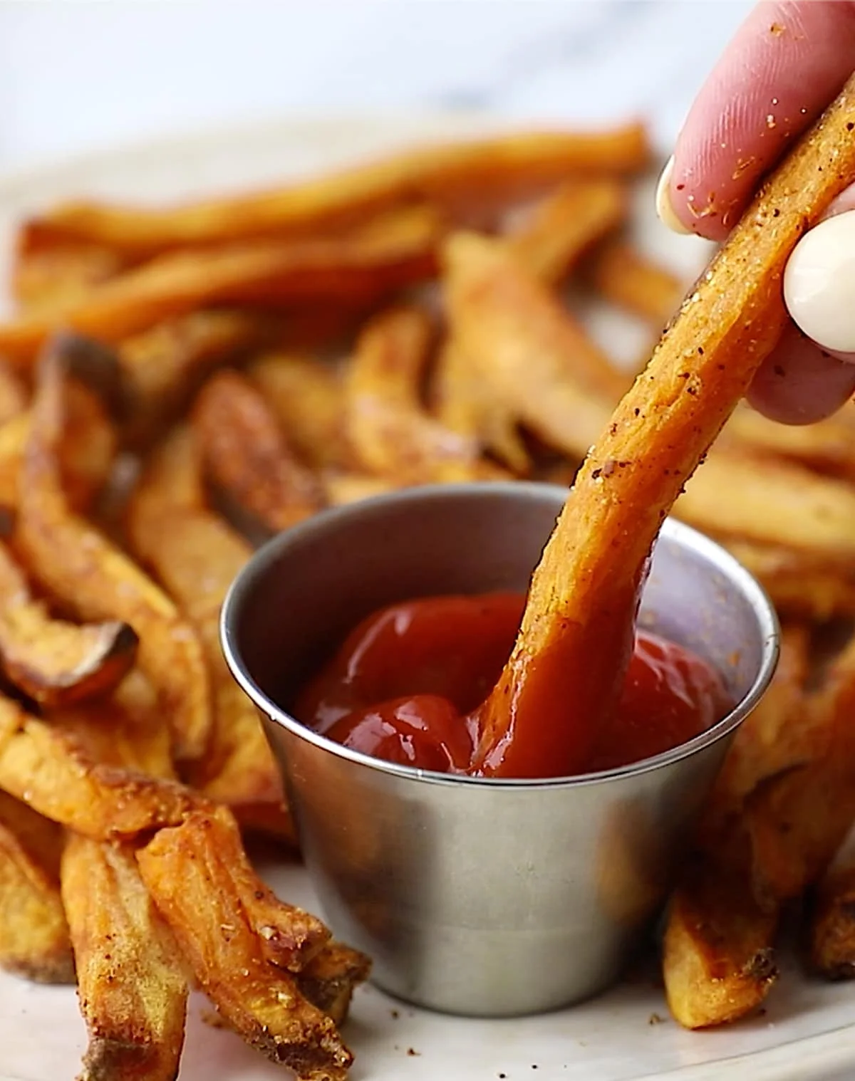 sweet potato fries with ketchip