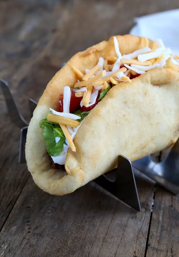 Taco on a metal stand.