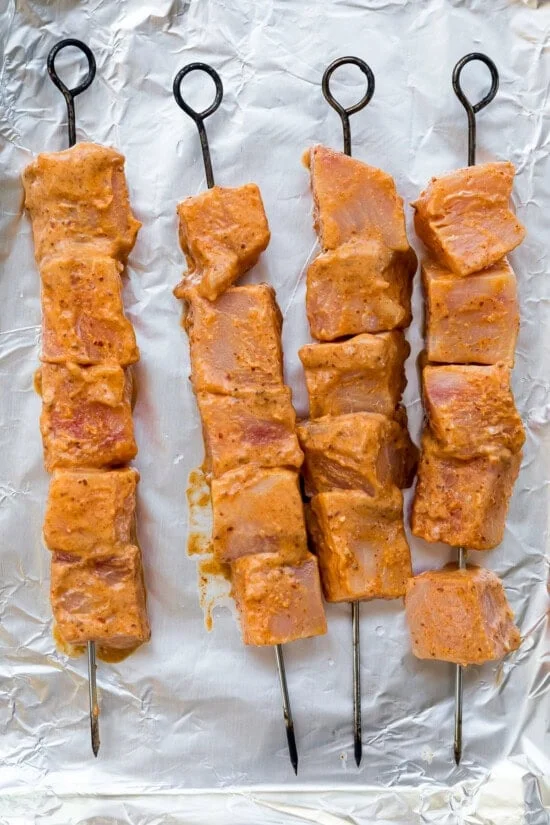 Thai Red Curry Swordfish Kabobs
