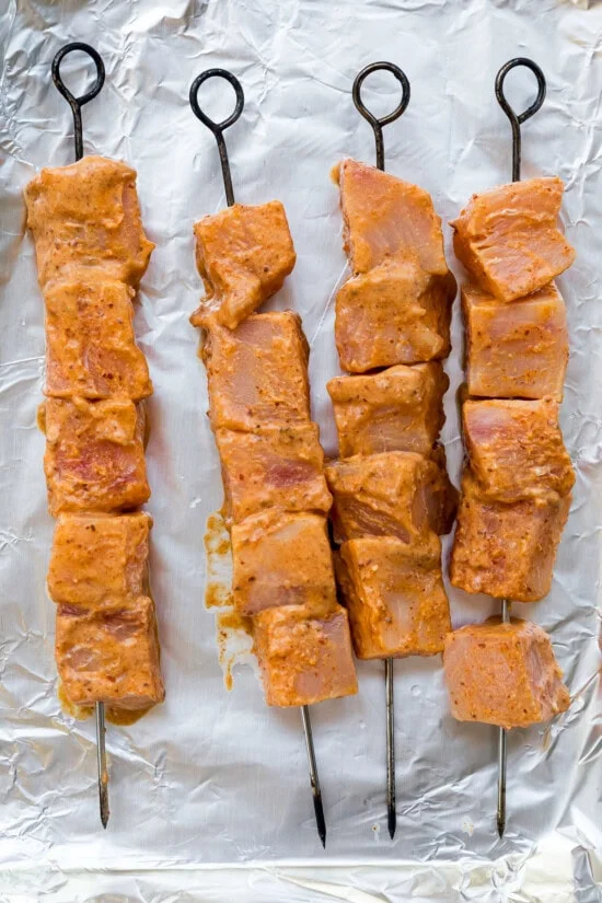 Thai Red Curry Swordfish Kabobs