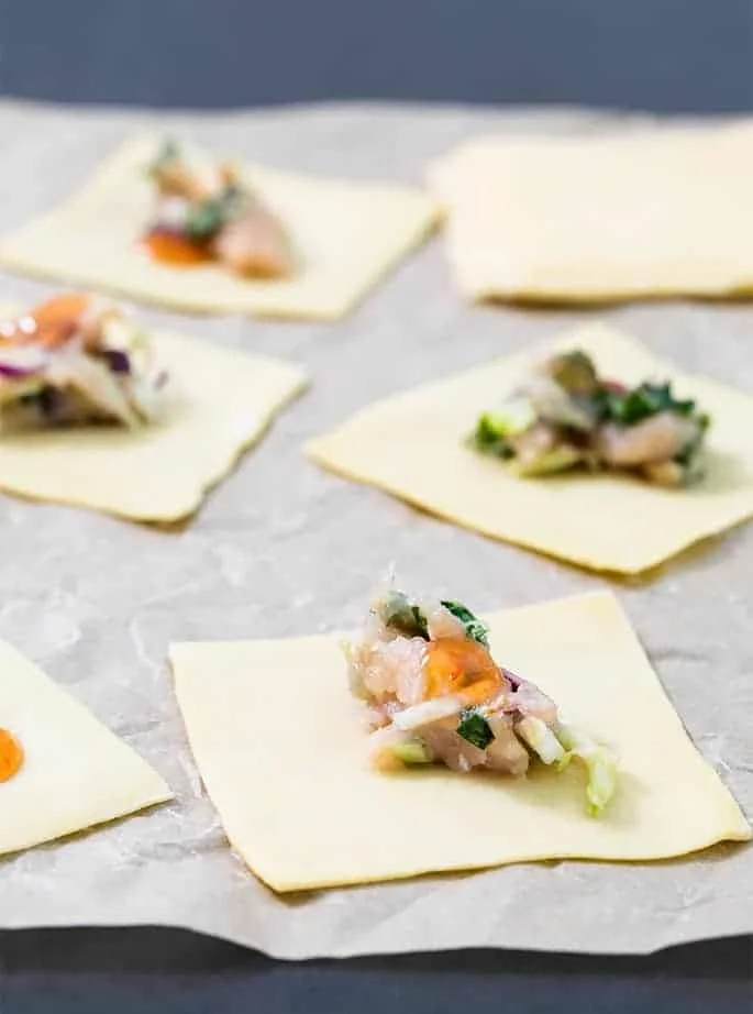 These Air Fryer fried wontons are made with very little oil but are still super crispy and crunchy. They'll be the first thing to go at a party!
