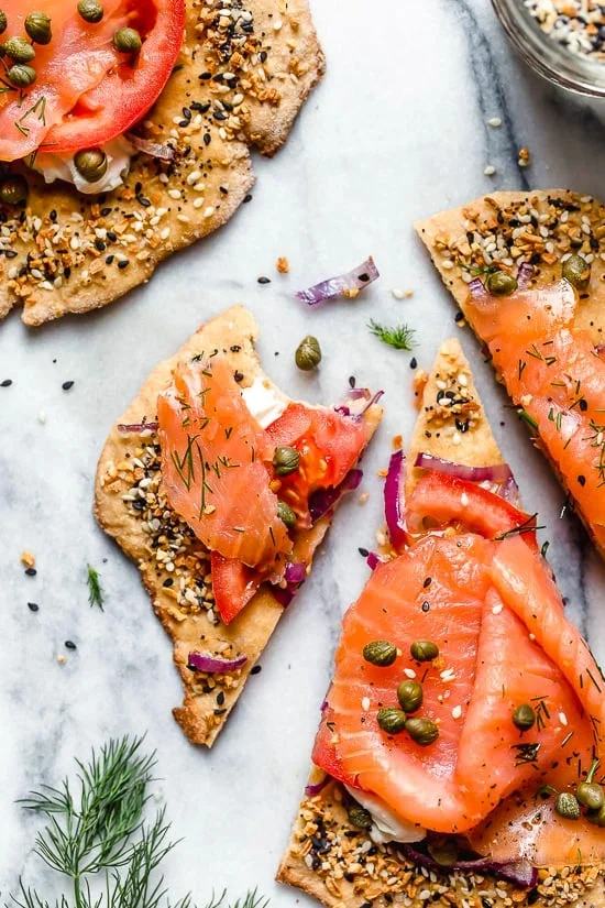 These breakfast pizzas, which are great for breakfast, lunch or breakfast-for-dinner combine two of my favorite foods – lox, pizza dough and everything bagel seasoning!