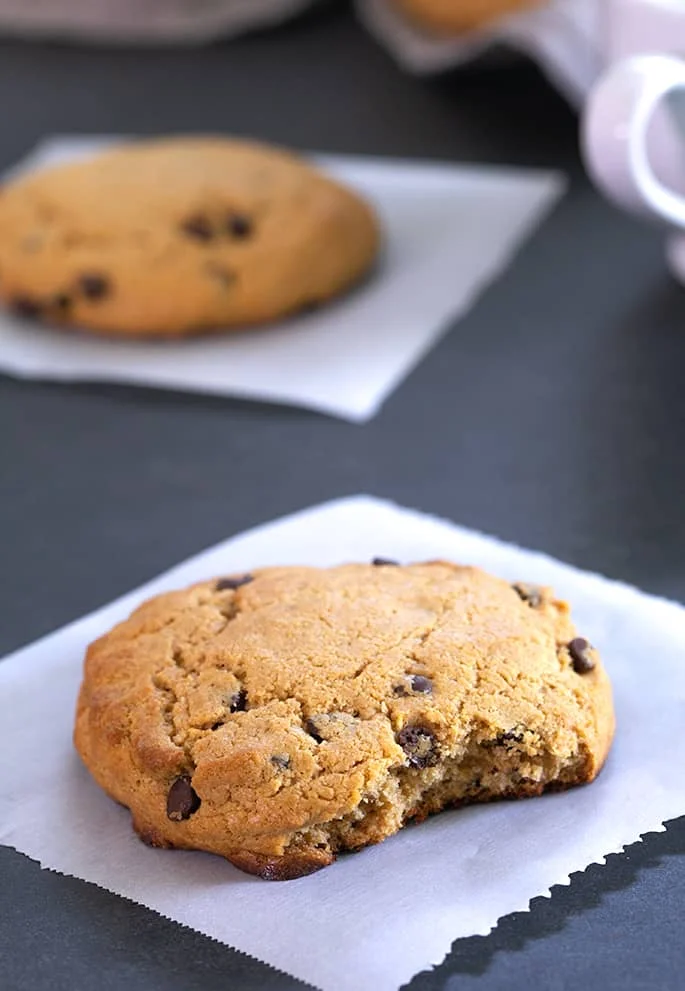 These easy chocolate chip peanut butter protein cookies are made in one bowl, with high-quality whey protein, smooth peanut butter, and just a touch of honey. 