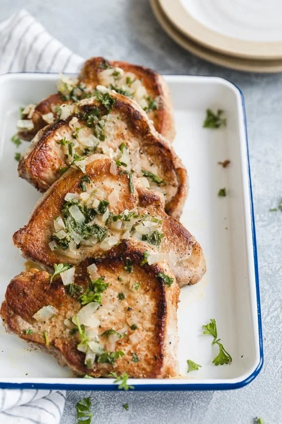 These Pork Chops with Dijon Herb Sauce are delicious!! One of the best ways to prepare pork chops in my opinion. So juicy and full of flavor! 