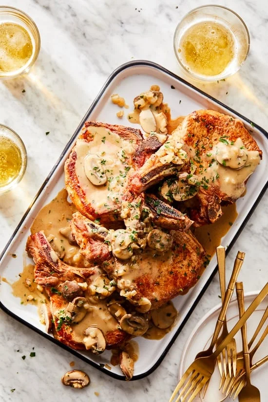 Pork Chops with Mushrooms and Shallots